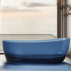 Casual Resin Oval Freestanding Bathtub with Single Slipper Soaking Design Bathtubs