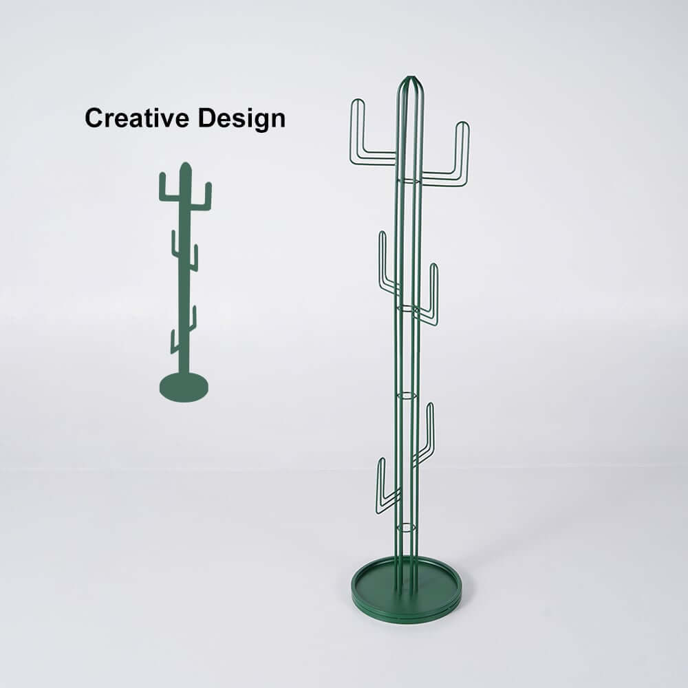 Cactus-Shaped Metal Coat Rack - Modern Freestanding Design