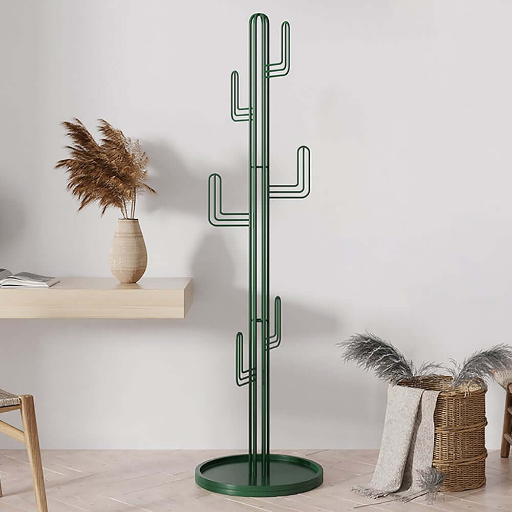 Cactus-Shaped Metal Coat Rack - Modern Freestanding Design