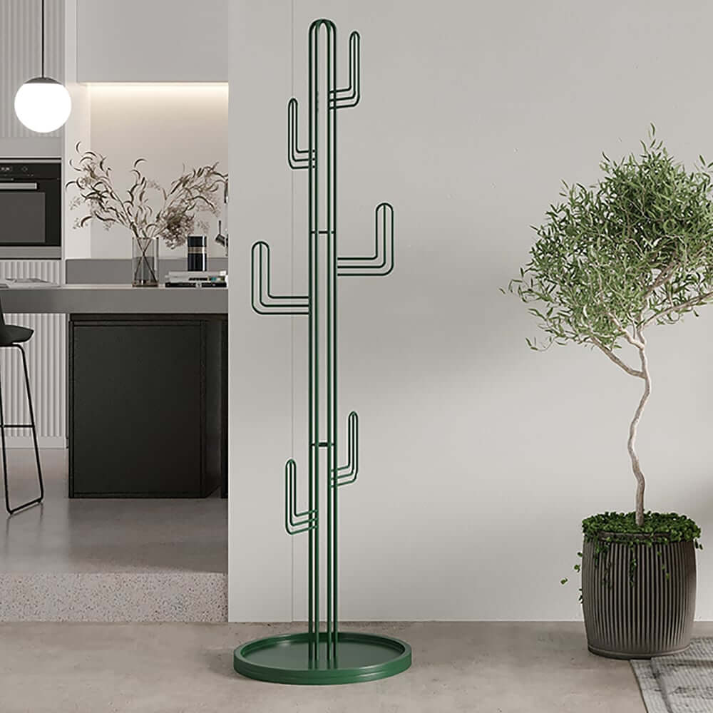 Cactus-Shaped Metal Coat Rack - Modern Freestanding Design