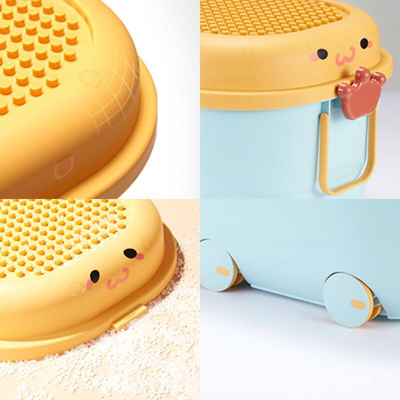 Cartoon-Themed Plastic Toy Organizer with Playtop Lid