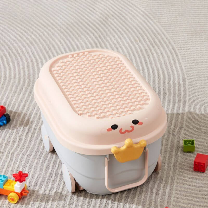 Cartoon-Themed Plastic Toy Organizer with Playtop Lid