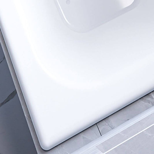 Cast Iron Contemporary White Rectangular Drop-in Bathtub with Handle, Back to Wall, and Disc Faucet, Bathtub & Silver Faucet, 45"L x 30"W x 22"H Bathtubs