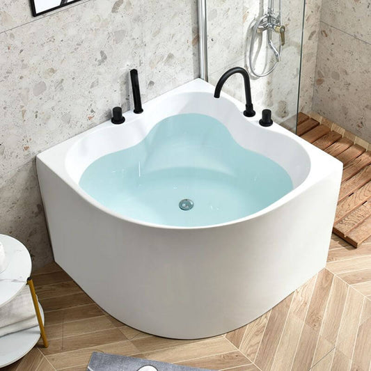 Nook Corner Bathtub with Seat, Back to Wall, Chalk Color, Modern Simple Style, Soaking Therapy, PMMA Material, 31.5"L x 31.5"W x 24.8"H, Tub Bathtubs