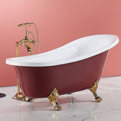 Modern Lucite Elliptical Clawfoot Bathtub with Single Slipper Design for Soaking Bathtubs