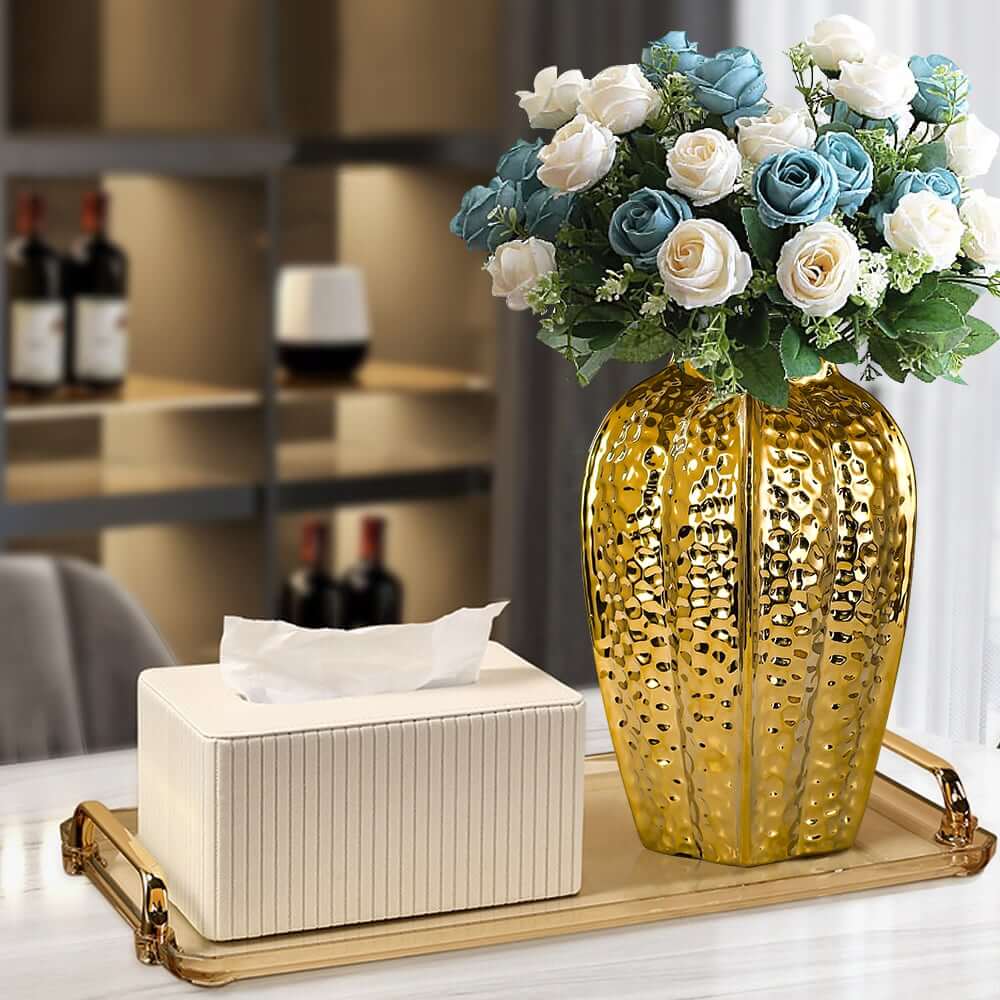 Ceramic Gold Abstract Vase for Indoor Residential Use