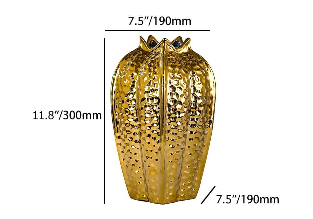 Ceramic Gold Abstract Vase for Indoor Residential Use Dimensions