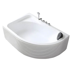 Modern White Corner Bath Acrylic Center-Back Soaking Bathtub - 47"L x 35"W x 22"H Tub Bathtubs