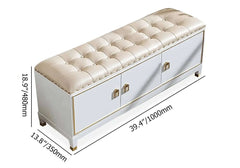 Champagne Faux Leather Storage Bench With Gold Accents Dimensions