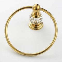 Charles Collection Gold Crystal Towel Ring - Modern Wall Mounted Design