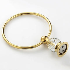 Charles Collection Gold Crystal Towel Ring - Modern Wall Mounted Design