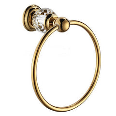 Charles Collection Gold Crystal Towel Ring - Modern Wall Mounted Design