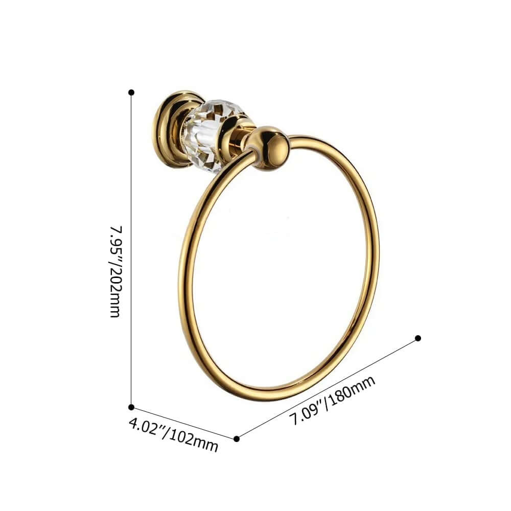 Charles Collection Gold Crystal Towel Ring - Modern Wall Mounted Design