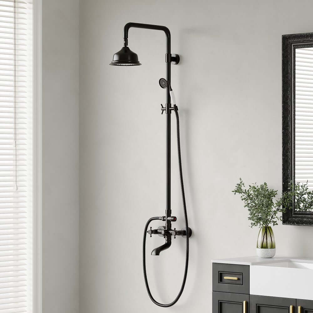 Chester Antique Black Brass Wall Mounted Shower System with Hand Shower