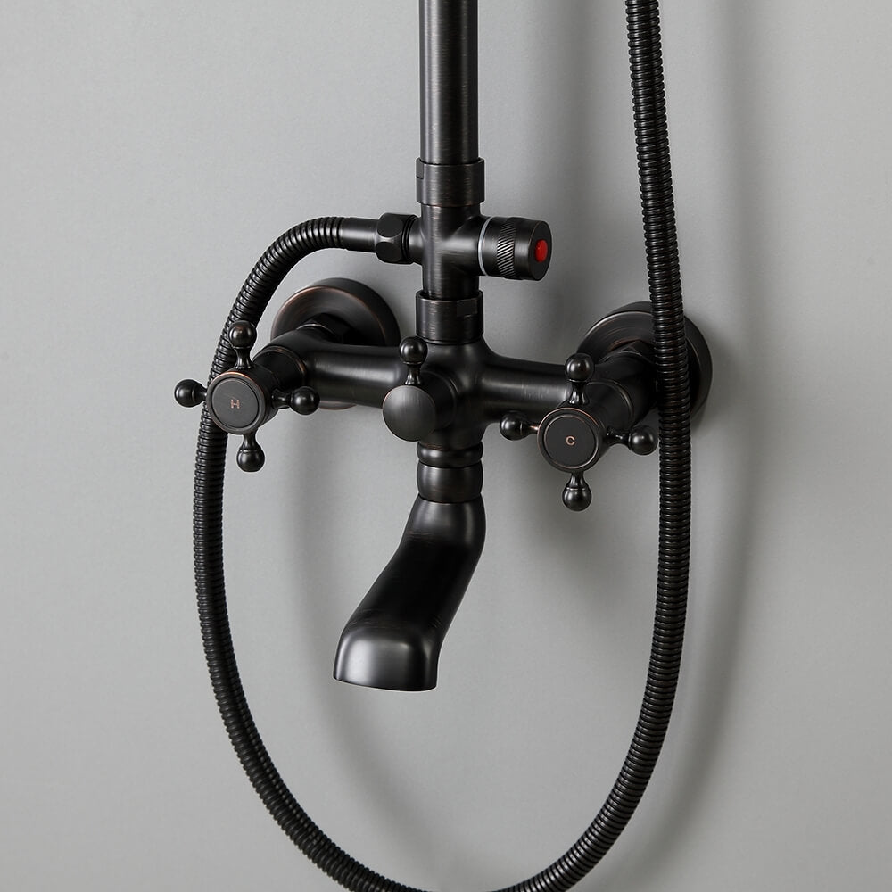 Chester Antique Black Brass Wall Mounted Shower System with Hand Shower