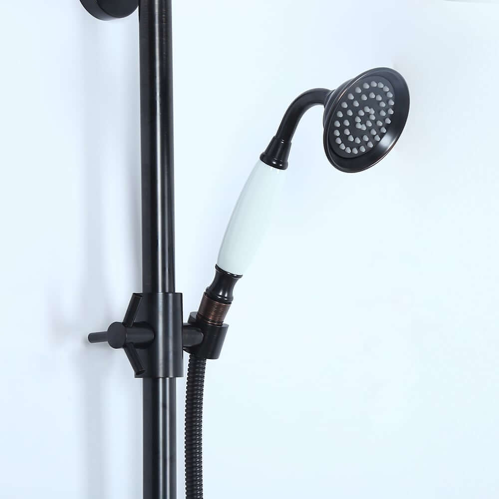 Chester Antique Black Brass Wall Mounted Shower System with Hand Shower