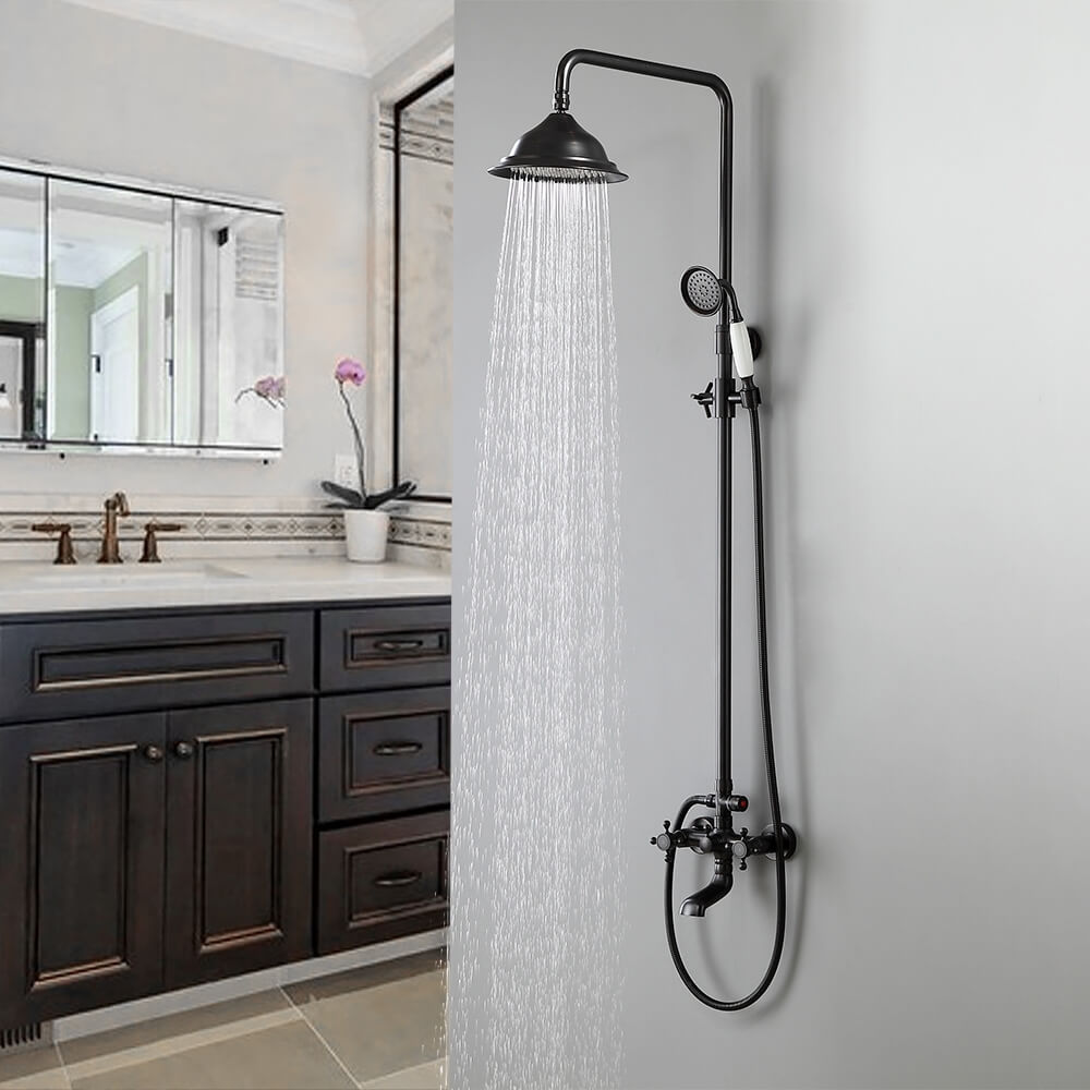 Chester Antique Black Brass Wall Mounted Shower System with Hand Shower