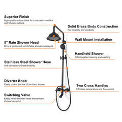 Chester Antique Black Brass Wall Mounted Shower System with Hand Shower