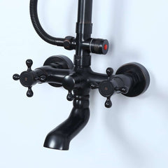Chester Antique Black Brass Wall Mounted Shower System with Hand Shower