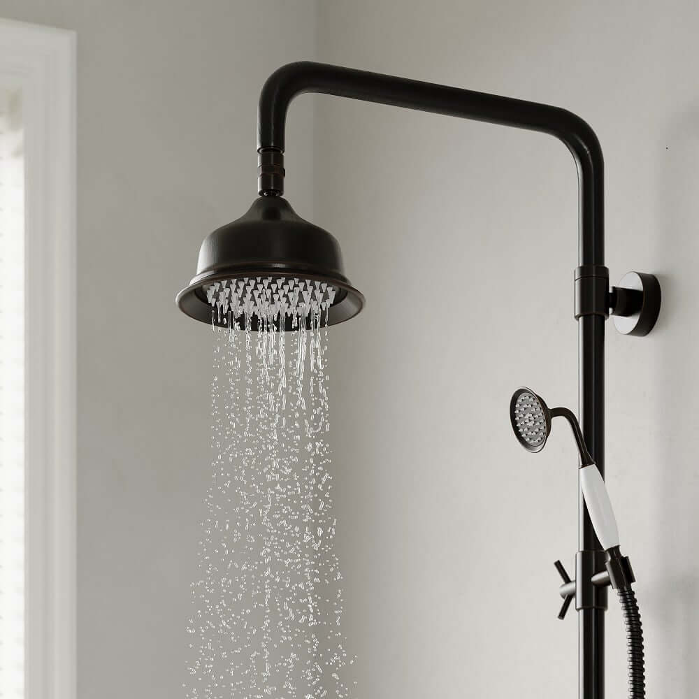 Chester Antique Black Brass Wall Mounted Shower System with Hand Shower
