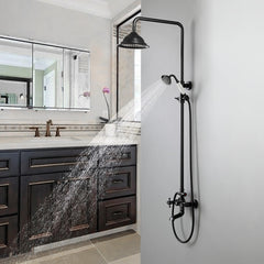 Chester Antique Black Brass Wall Mounted Shower System with Hand Shower