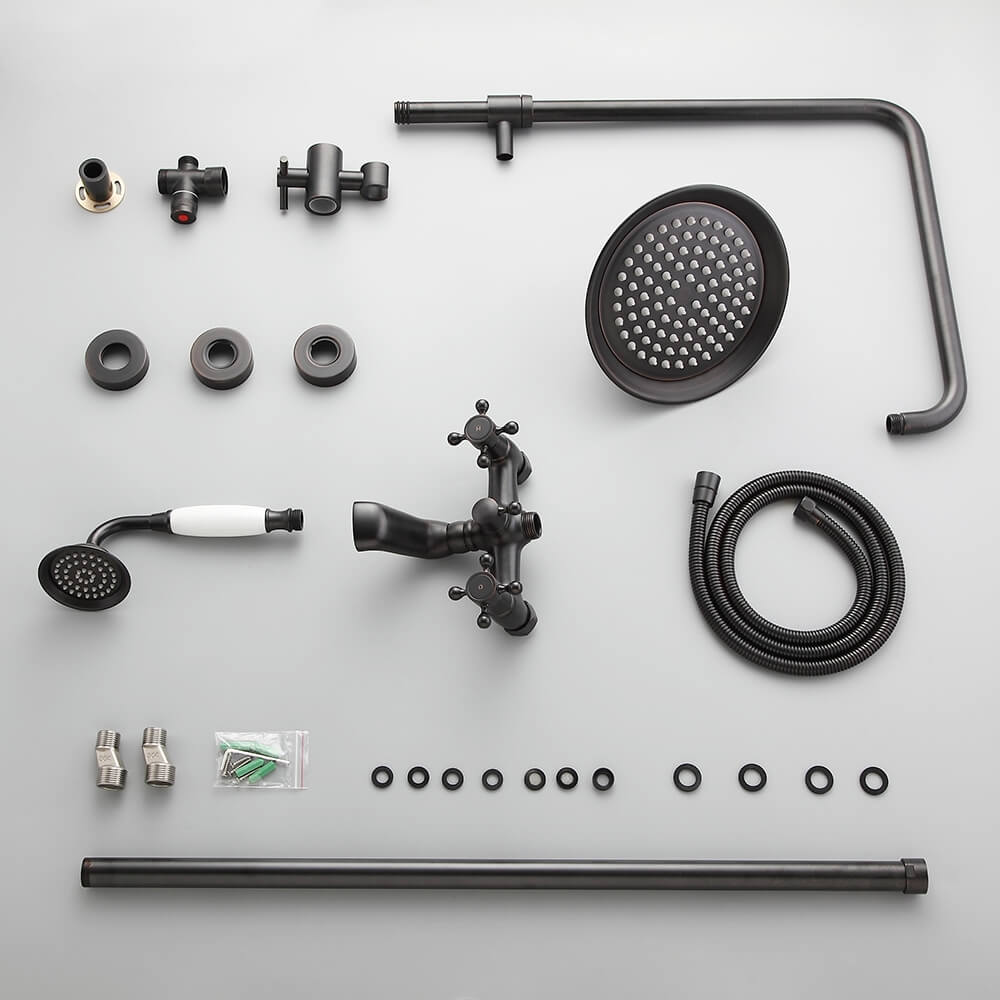 Chester Antique Black Brass Wall Mounted Shower System with Hand Shower