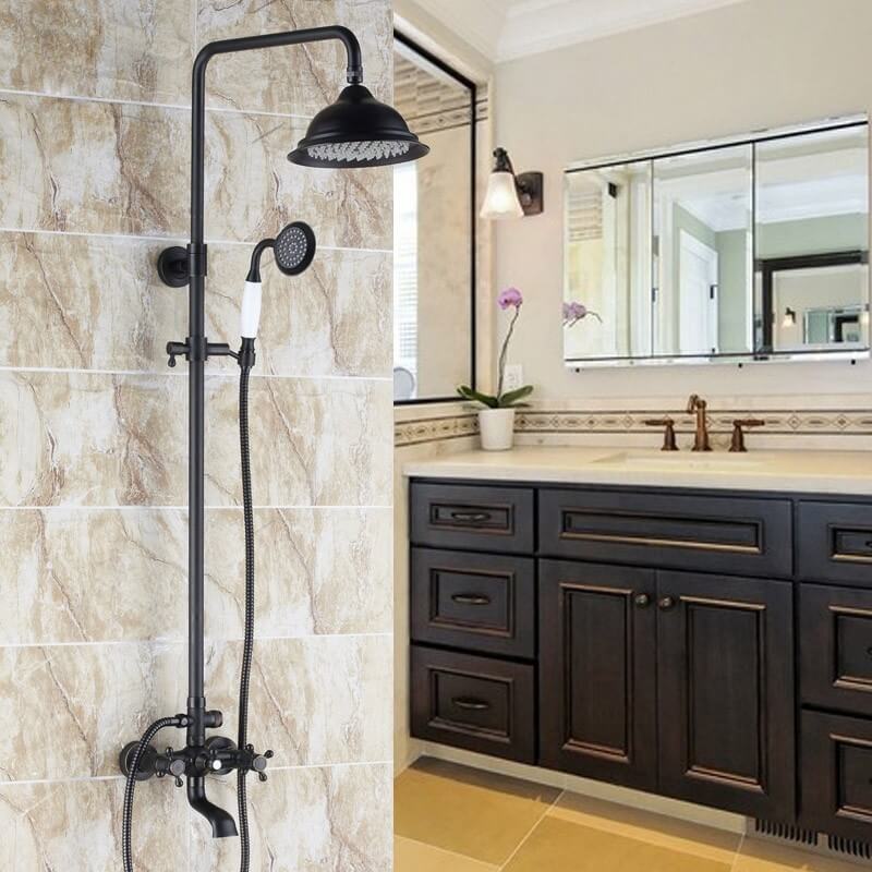 Chester Antique Black Brass Wall Mounted Shower System with Hand Shower Main Product Image