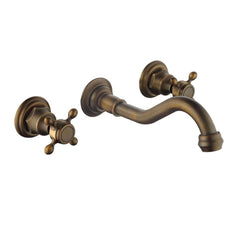 Chester Collection Wall Mount Bathroom Faucet in Antique Brass