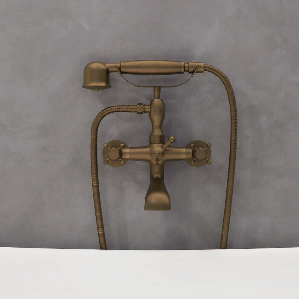 Chester Collection Wall Mounted Brass Tub Filler with Hand Shower