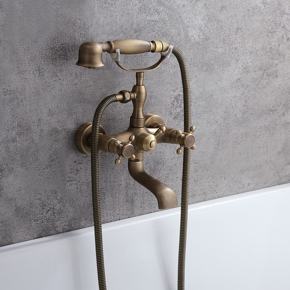 Chester Collection Wall Mounted Brass Tub Filler with Hand Shower