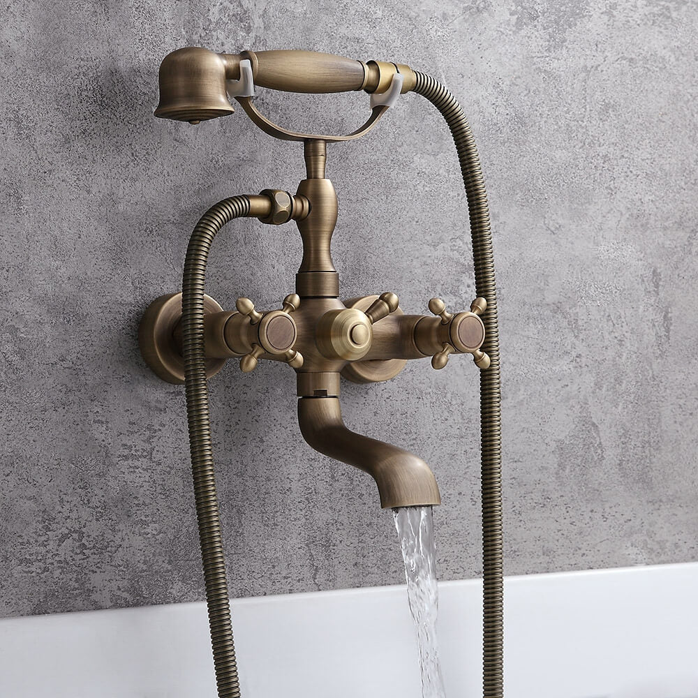 Chester Collection Wall Mounted Brass Tub Filler with Hand Shower