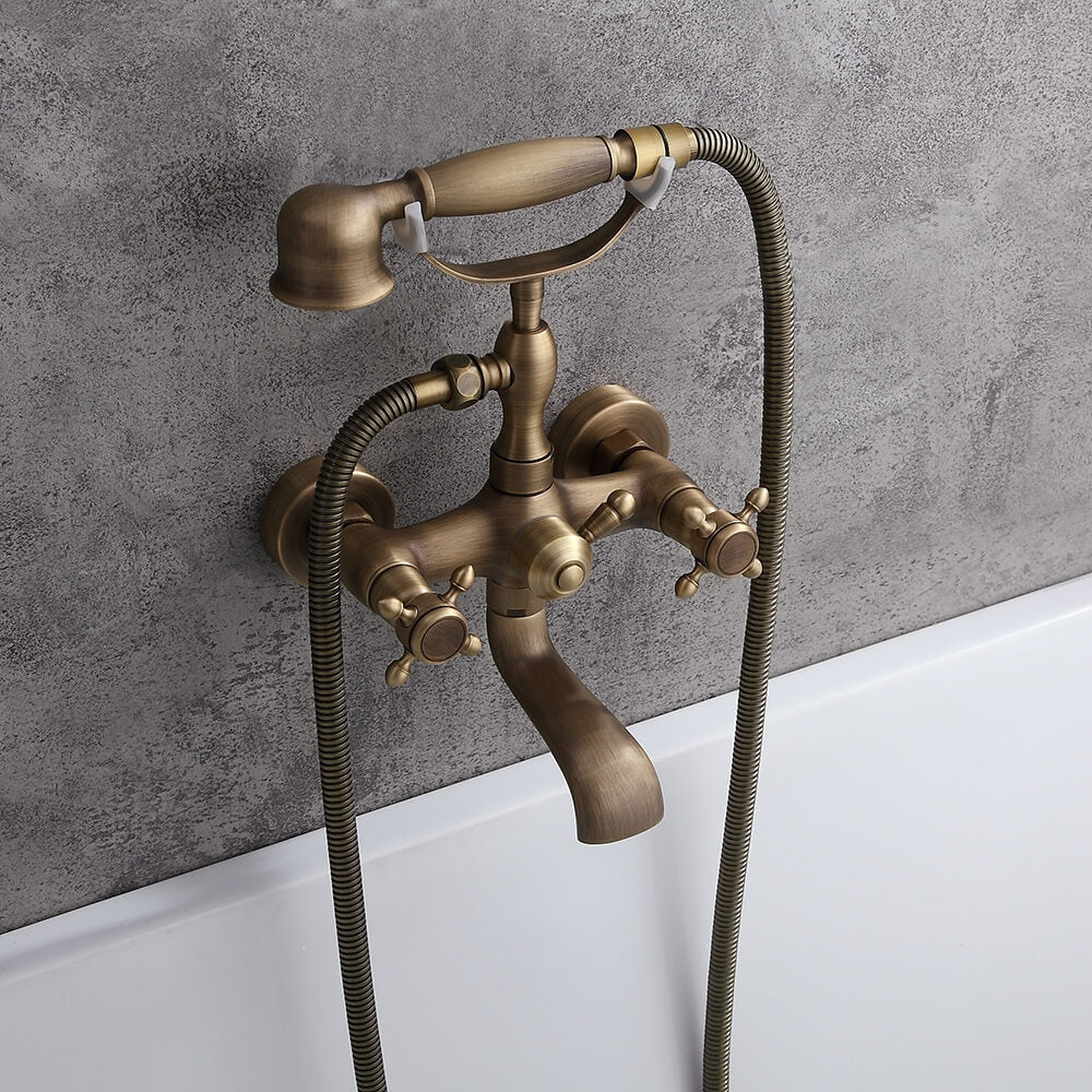 Chester Collection Wall Mounted Brass Tub Filler with Hand Shower