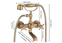 Chester Collection Wall Mounted Brass Tub Filler with Hand Shower Dimensions