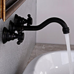 Chester Wall Mounted Bathroom Faucet in Antique Black Brass Main Product Image
