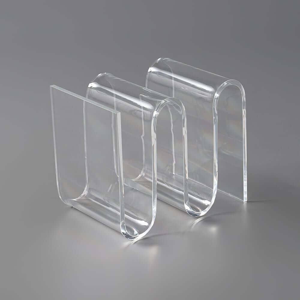 Clear Acrylic End Table With Storage Shelves, Minimalist Design