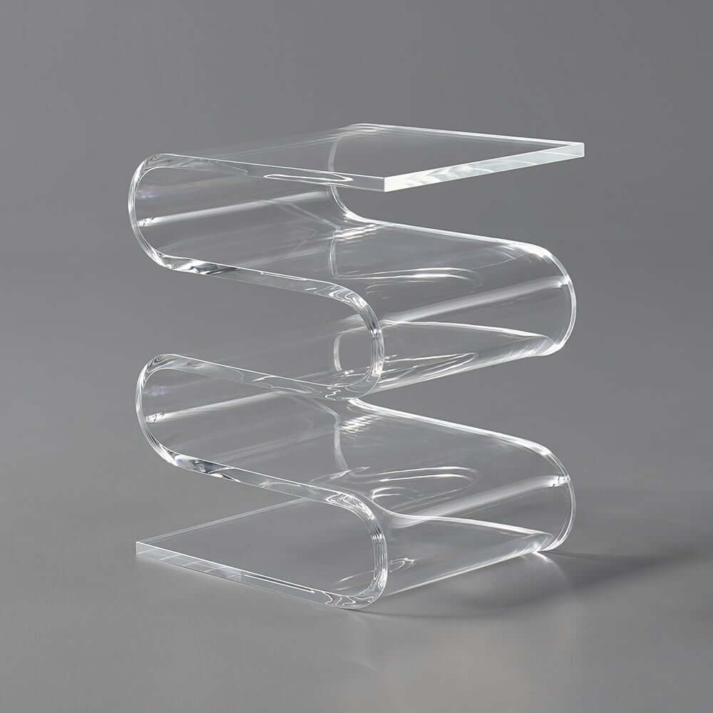 Clear Acrylic End Table With Storage Shelves, Minimalist Design