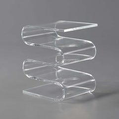 Clear Acrylic End Table With Storage Shelves, Minimalist Design