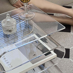 Clear Acrylic End Table With Storage Shelves, Minimalist Design Main Product Image