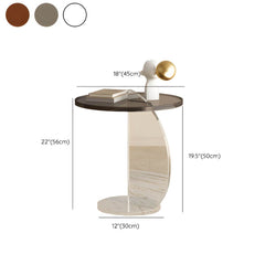 Clear Amber Round Pedestal Side Table with Dual-Layer Acrylic Base Dimensions