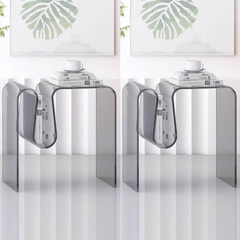 Clear and Colored Acrylic End Table with Integrated Magazine Rack