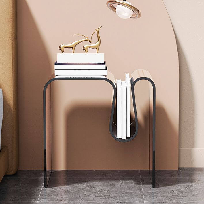 Clear and Colored Acrylic End Table with Integrated Magazine Rack