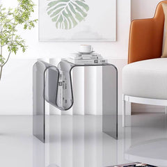 Clear and Colored Acrylic End Table with Integrated Magazine Rack