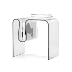 Clear and Colored Acrylic End Table with Integrated Magazine Rack