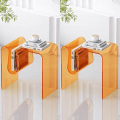 Clear and Colored Acrylic End Table with Integrated Magazine Rack