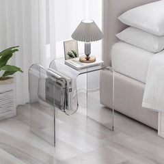 Clear and Colored Acrylic End Table with Integrated Magazine Rack