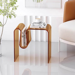 Clear and Colored Acrylic End Table with Integrated Magazine Rack