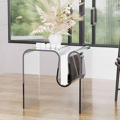Clear and Colored Acrylic End Table with Integrated Magazine Rack