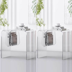 Clear and Colored Acrylic End Table with Integrated Magazine Rack