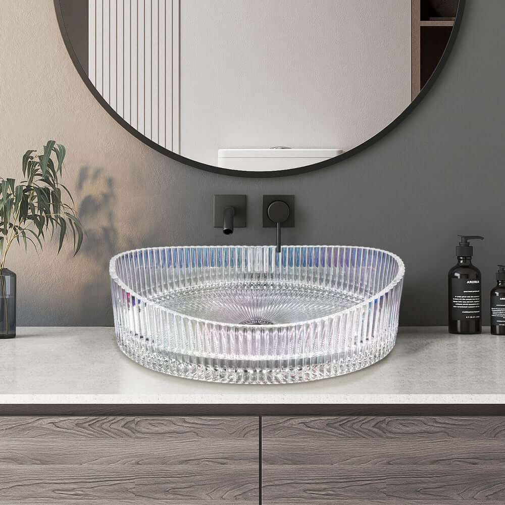 Clear Glass Oval Vessel Sink - Modern Luxury Bathroom Design