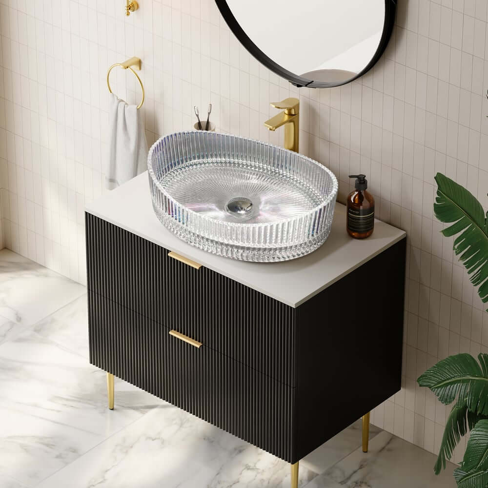 Clear Glass Oval Vessel Sink - Modern Luxury Bathroom Design